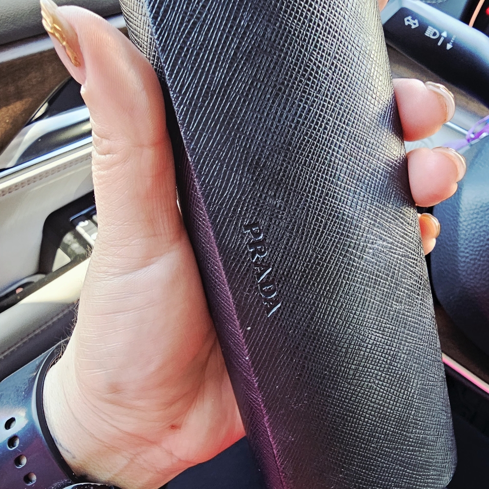 Prada Black Textured Glasses Case